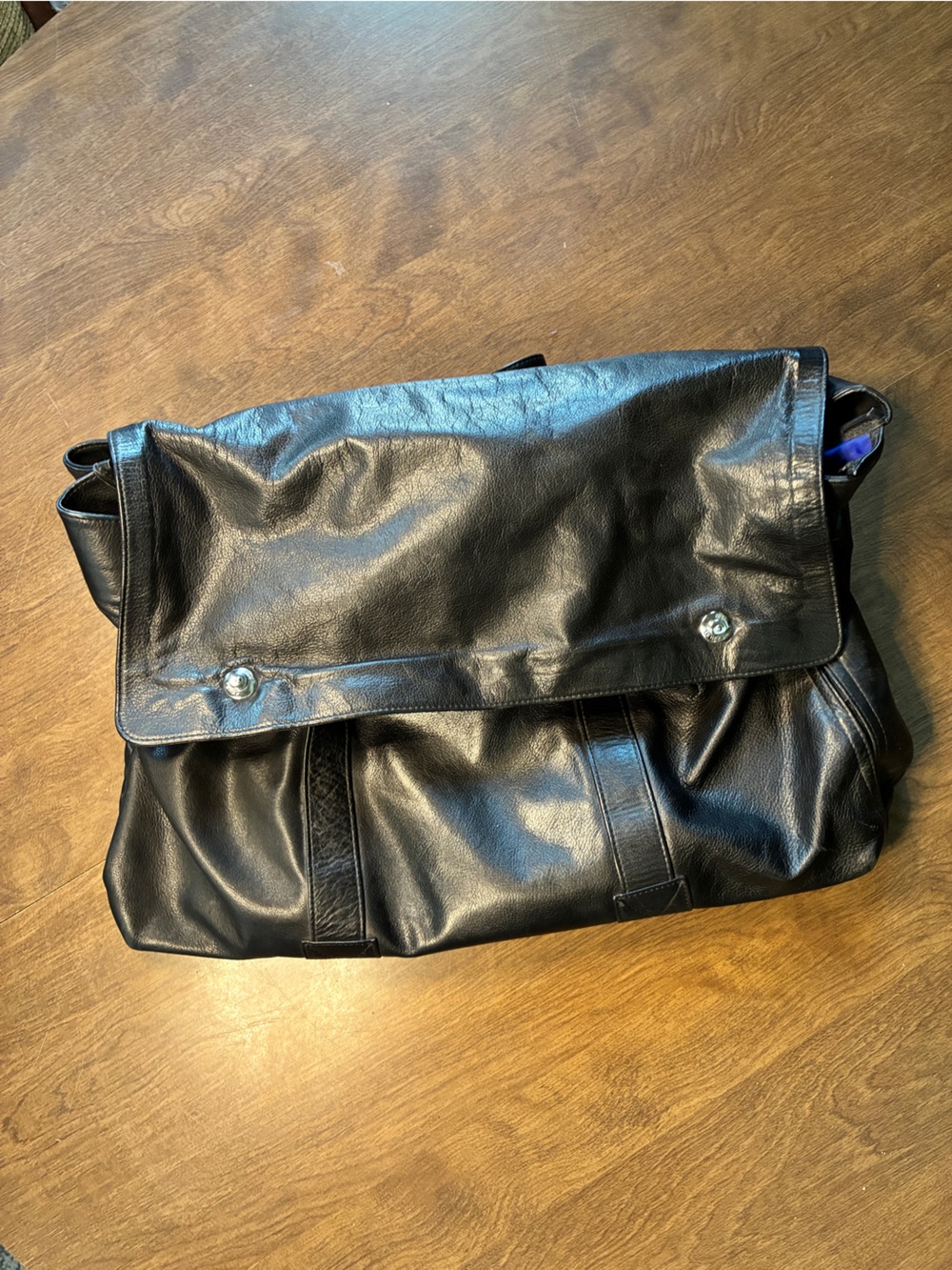 SPINNEYBECK Black Leather Travel Duffle Carryon Bag